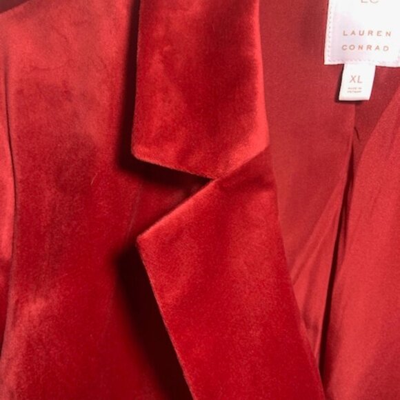 LC Holiday Party Red Velvet New Years Runway Inspired Blazer Jacket - Size XL - Picture 10 of 10